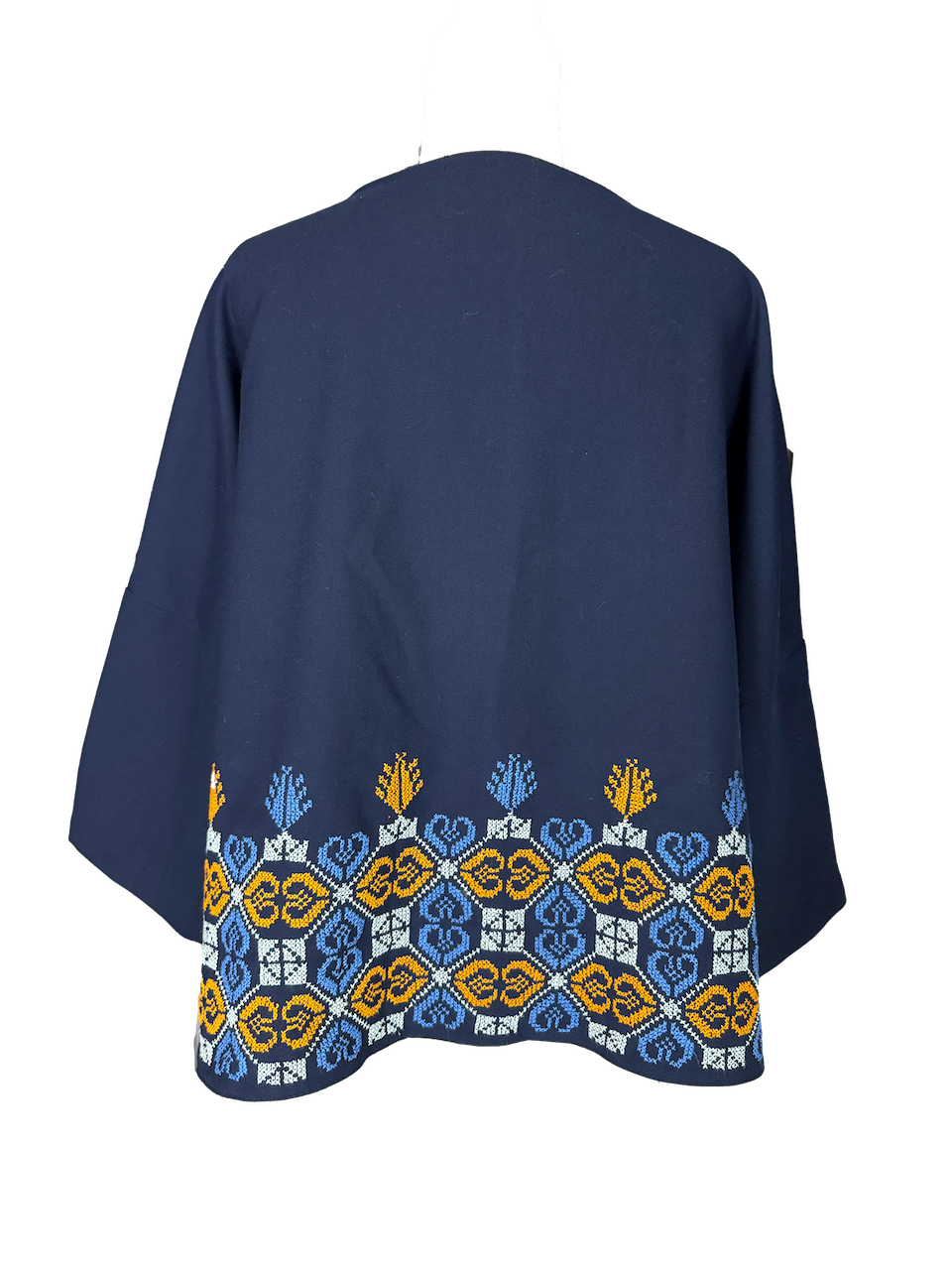 The Heavily Embroidered Boxy in Navy With Orange and Blue Embroidery
