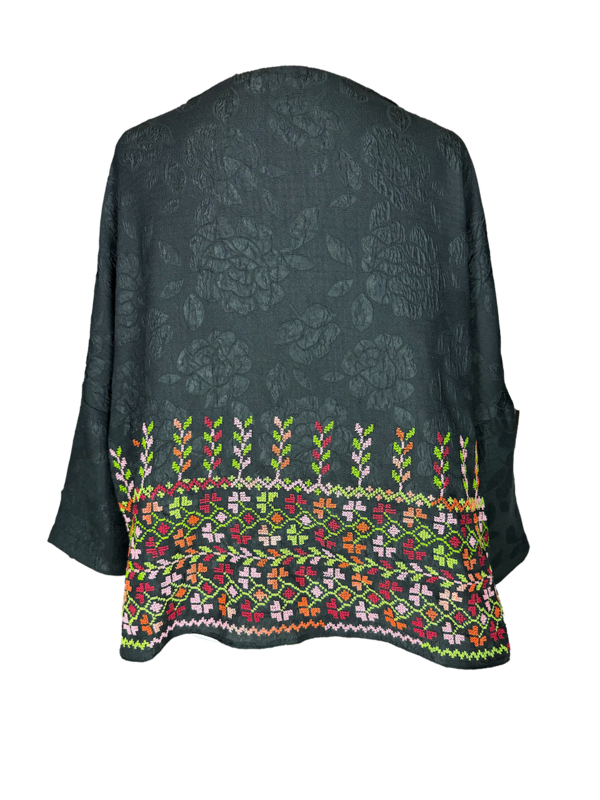 The Heavily Embroidered Boxy in Black Floral