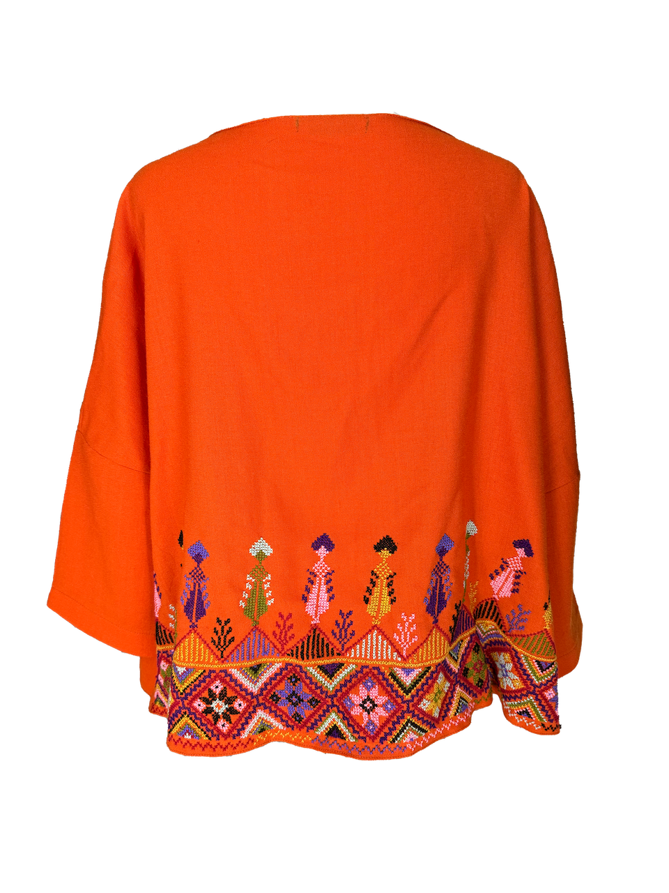 The Heavily Embroidered Boxy in Orange With Purple Multi Embroidery