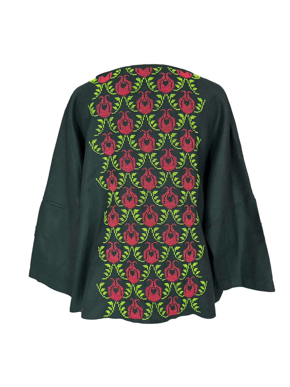 The Heavily Embroidered Boxy in Black With Pomegranate Embroidery