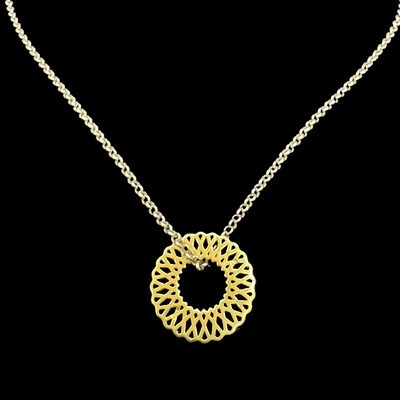 Chain Necklace with Small Gold Plated Karma Motif
