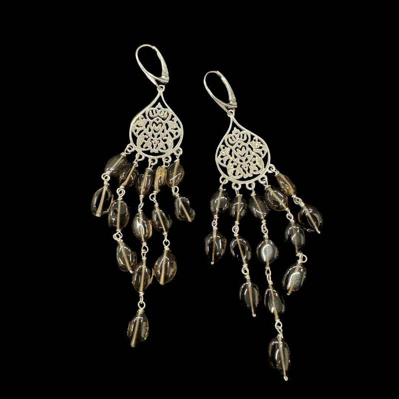 Small Arabesque Silver Shower Earrings