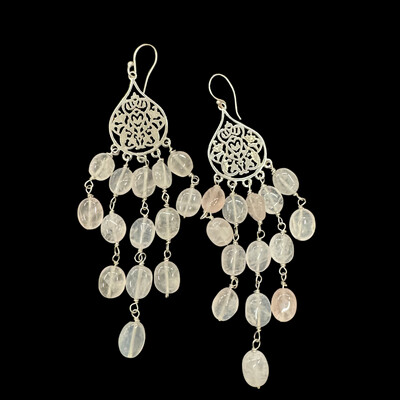 Small Arabesque Silver Shower Earrings