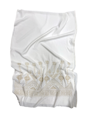 The Embroidered Scarf in Cream