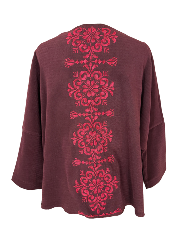 The Heavily Embroidered Boxy in Burgundy