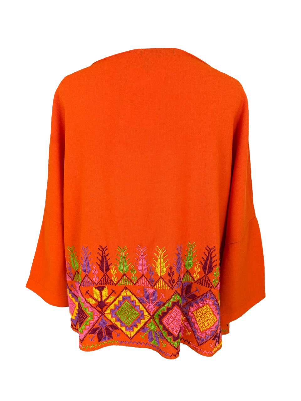 The Heavily Embroidered Boxy in Orange With Pink Multi Embroidery