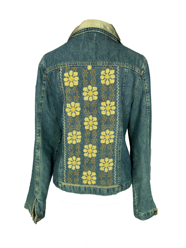 The Embroidered Denim Jacket in Yellow