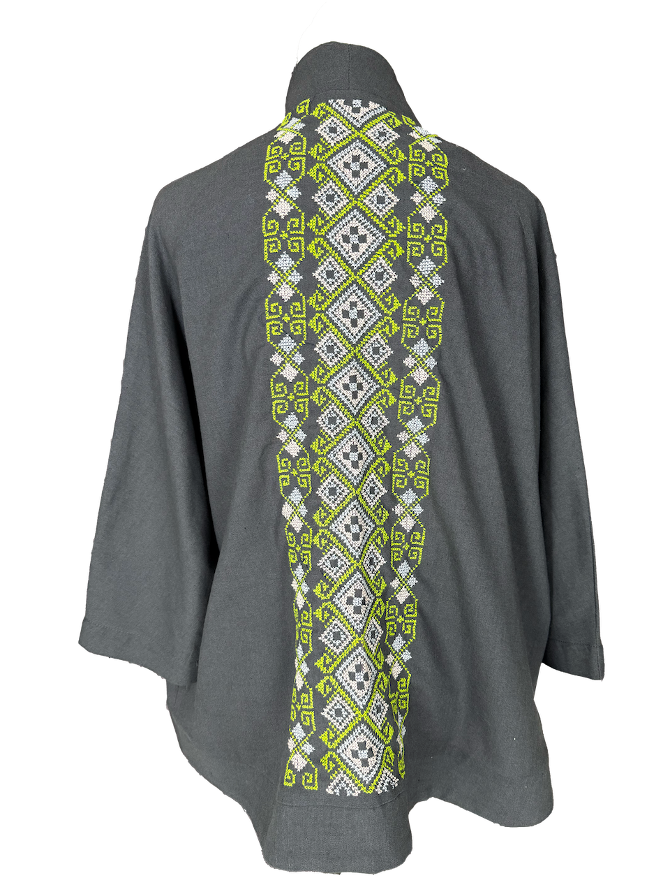 The Embroidered Round Jacket in Dark Grey