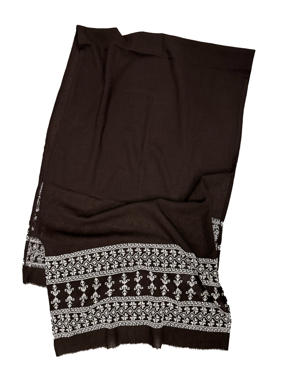 The Medium Sized Embroidered Scarf in Brown