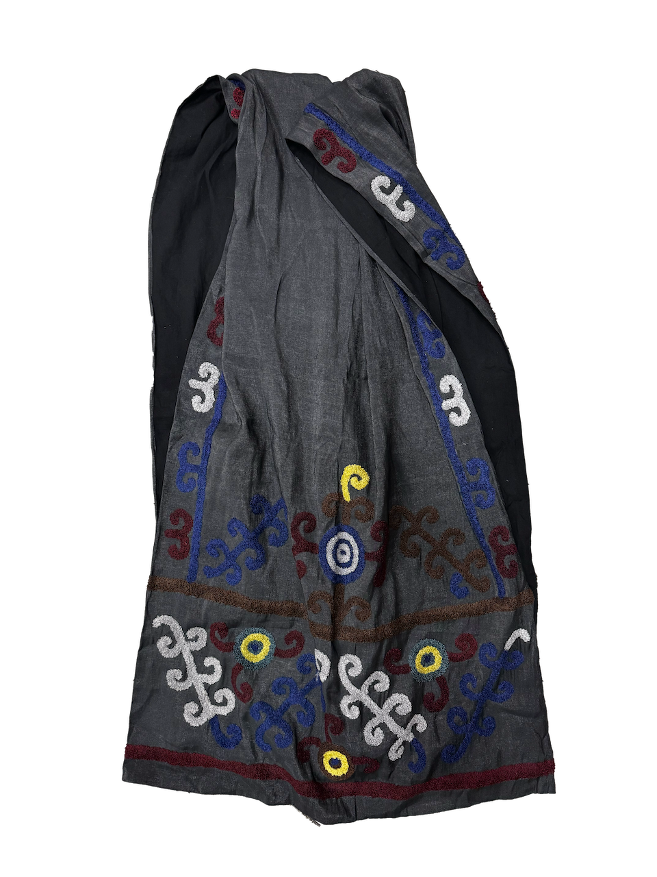 Grey Scarf With Hand Embroidery