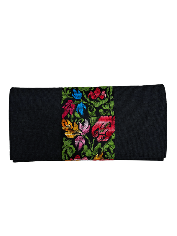 The Hand Embroidered Clutch Bag in Black