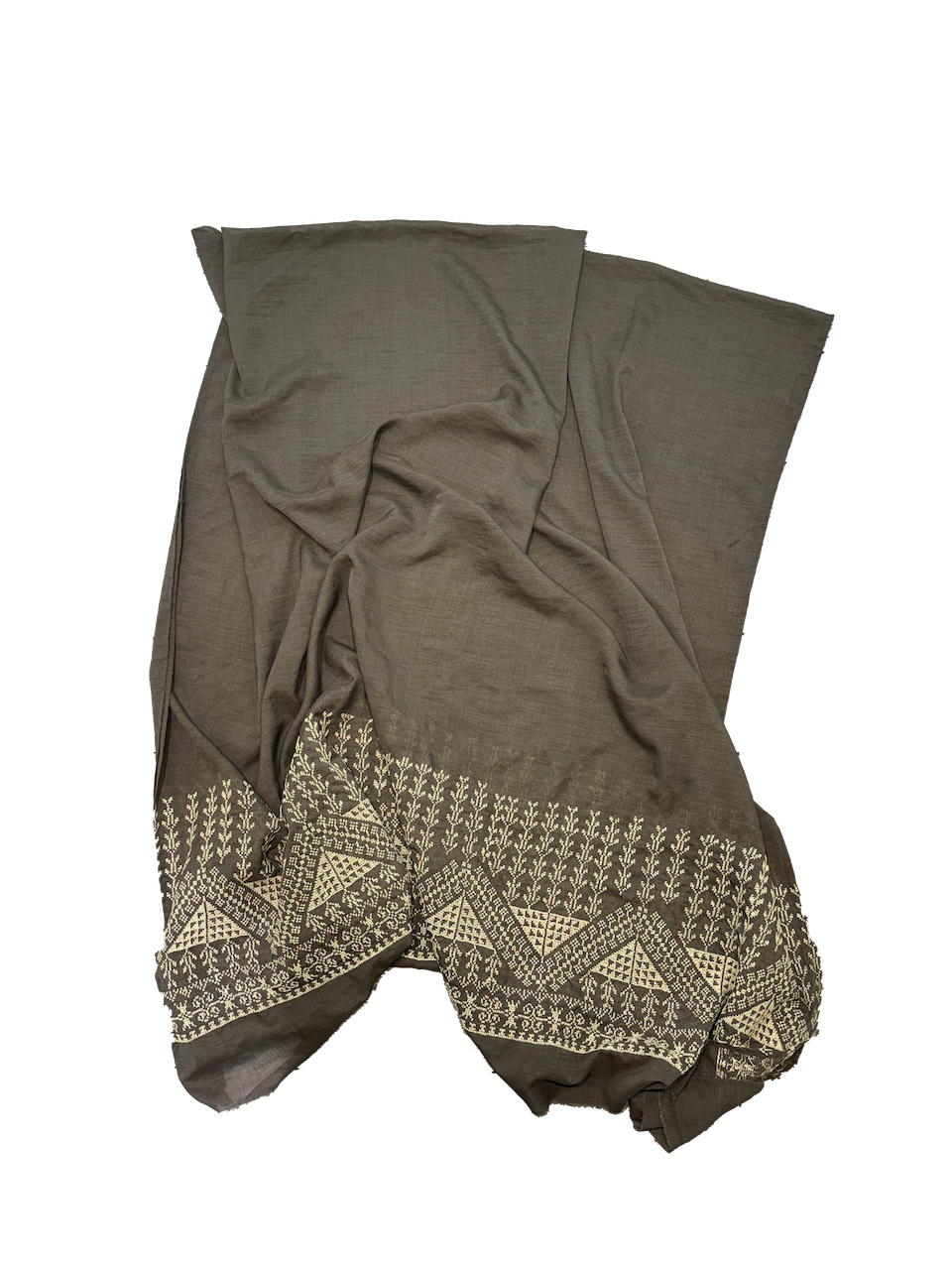 The Extra Large Embroidered Scarf in Grey Chiffon
