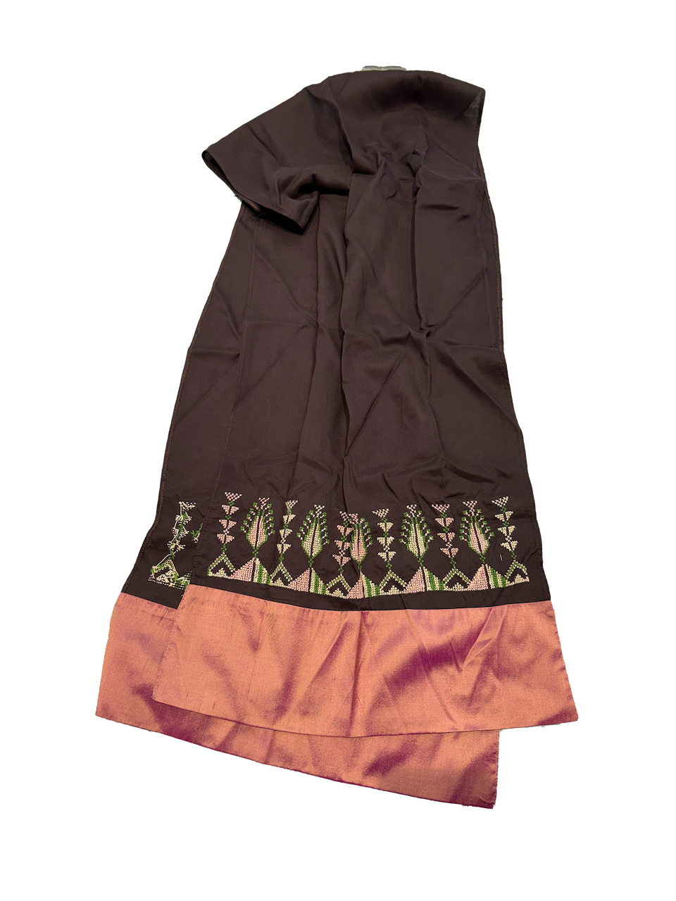 The Small Embroidered Scarf With Thai Silk Trim