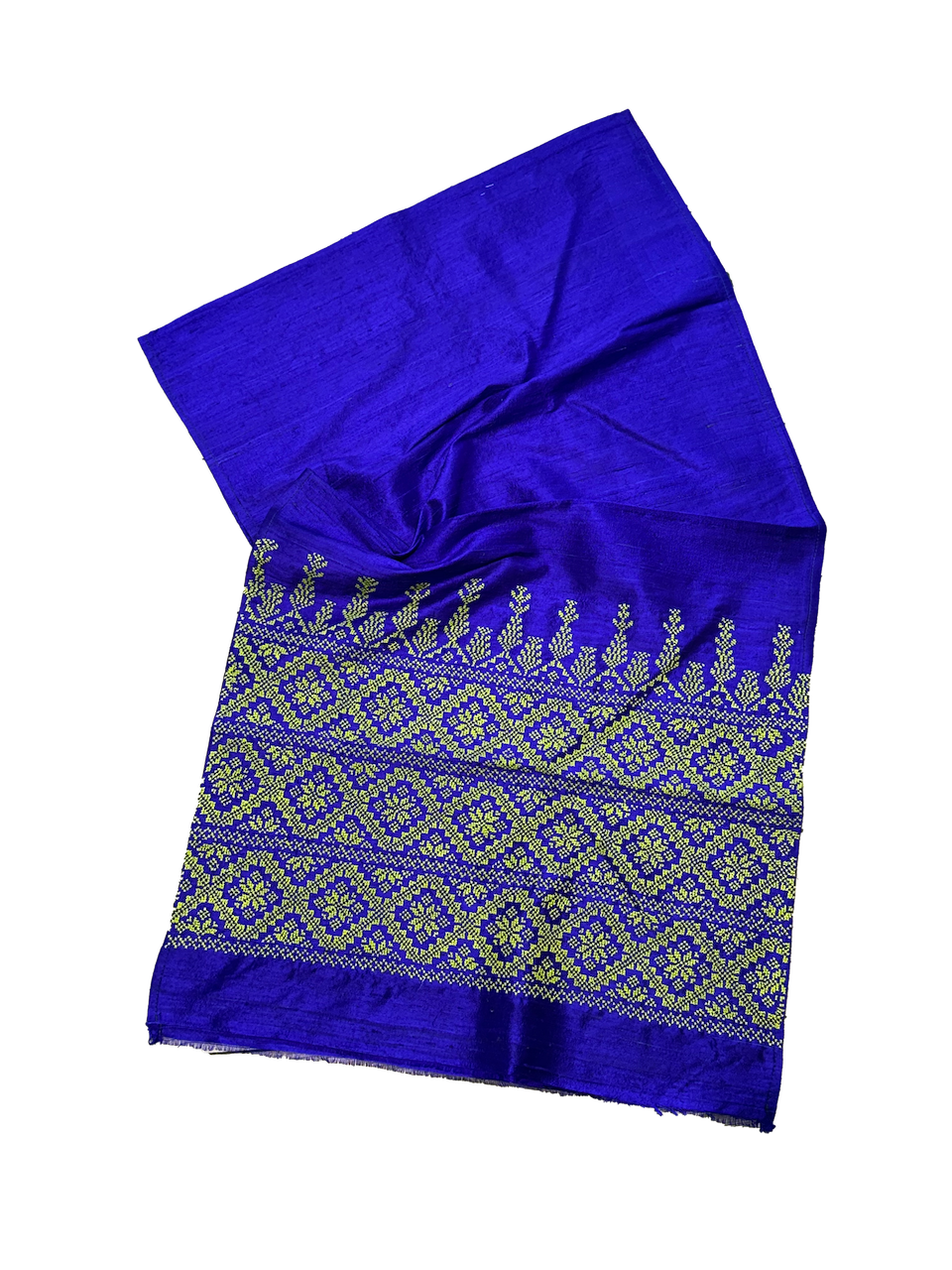 The Embroidered Double Width Thai Silk Scarf in Purple