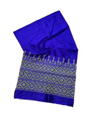 The Embroidered Double Width Thai Silk Scarf in Purple