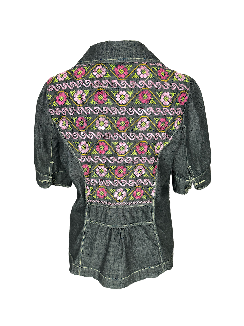 The Embroidered Denim Jacket in Short Sleeves