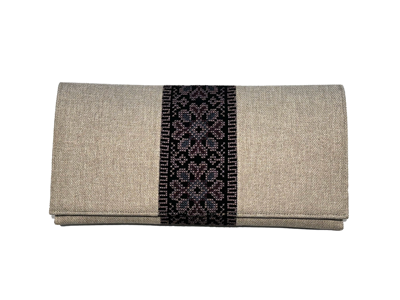 The Hand Embroidered Clutch Bag in Beige