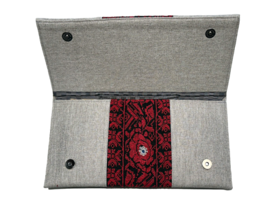 The Hand Embroidered Clutch Bag in Grey