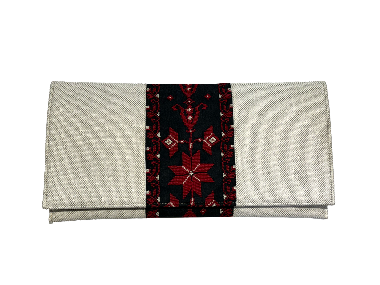 The Hand Embroidered Clutch Bag in Light Grey
