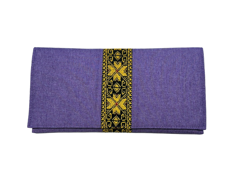 The Hand Embroidered Clutch Bag in Purple