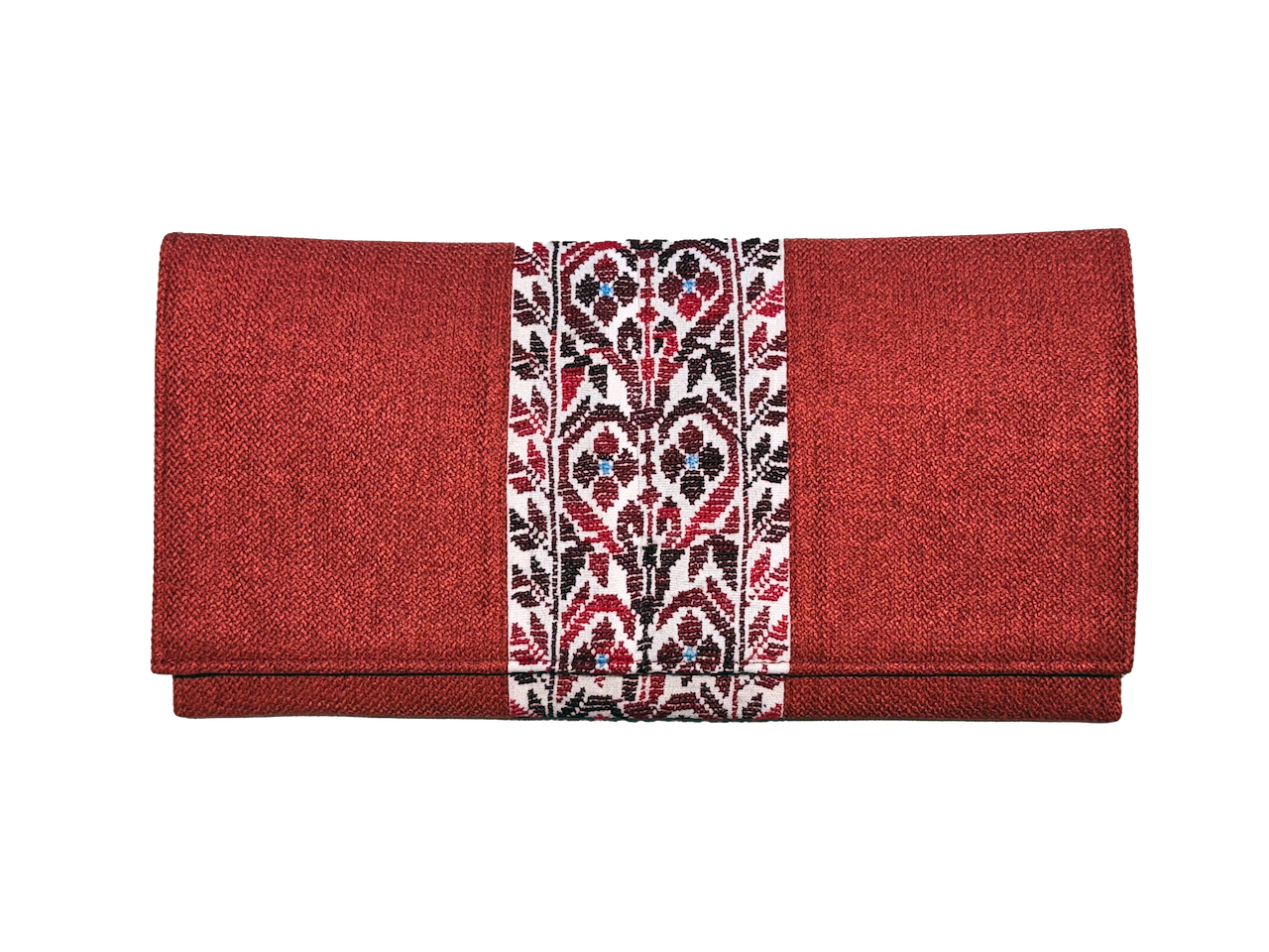 The Hand Embroidered Clutch Bag in Red