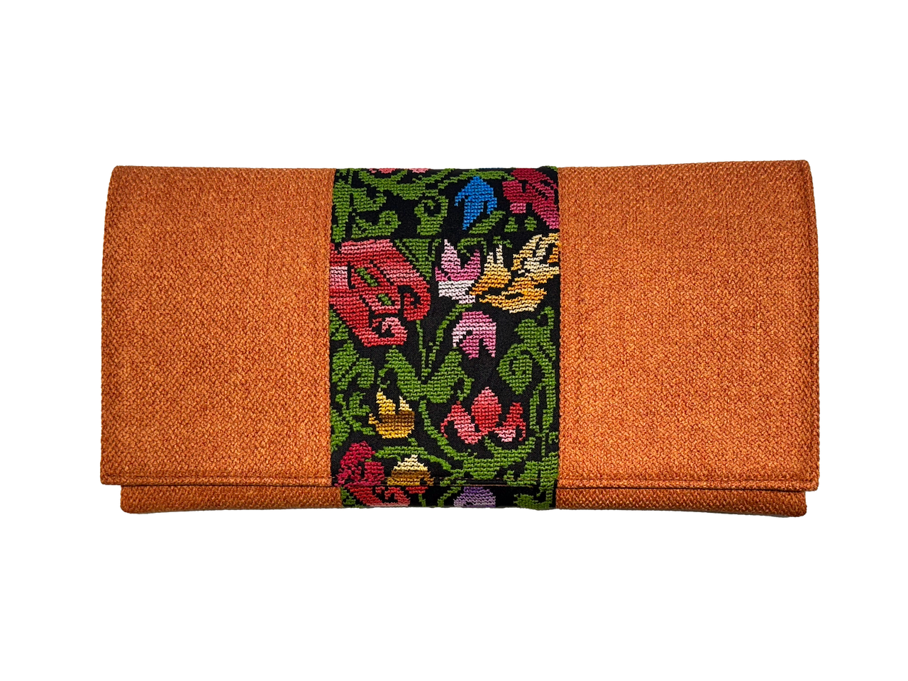 The Hand Embroidered Clutch Bag in Orange