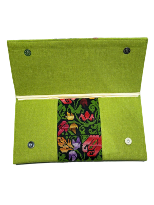 The Hand Embroidered Clutch Bag in Bright Green