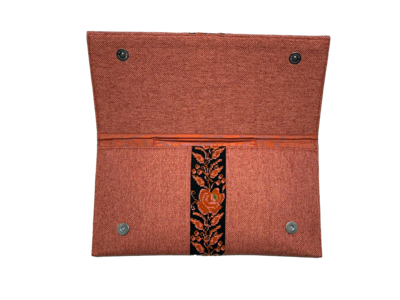 The Hand Embroidered Clutch Bag in Coral