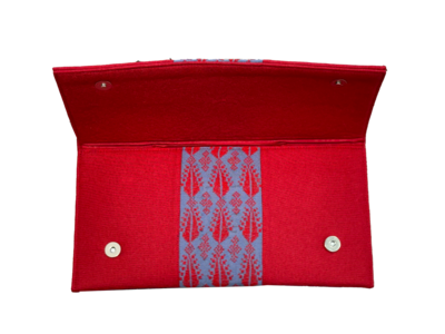 The Hand Embroidered Clutch Bag in Bright Red