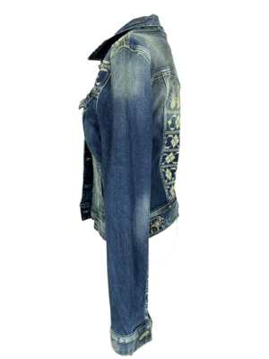 The Heavily Embroidered Denim Jacket with White Embroidery