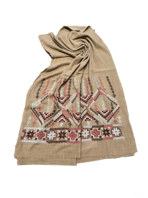 The Embroidered Scarf in Beige