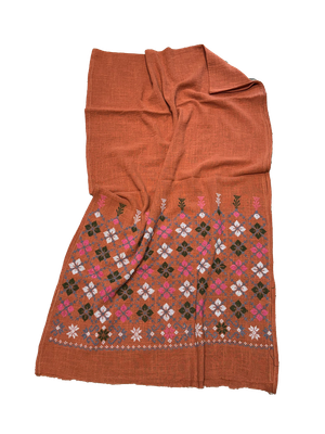 The Embroidered Scarf in Burnt Orange