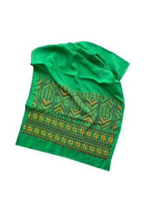 The Embroidered Scarf in Bright Green