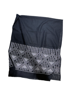The Extra Wide Embroidered Scarf in Black