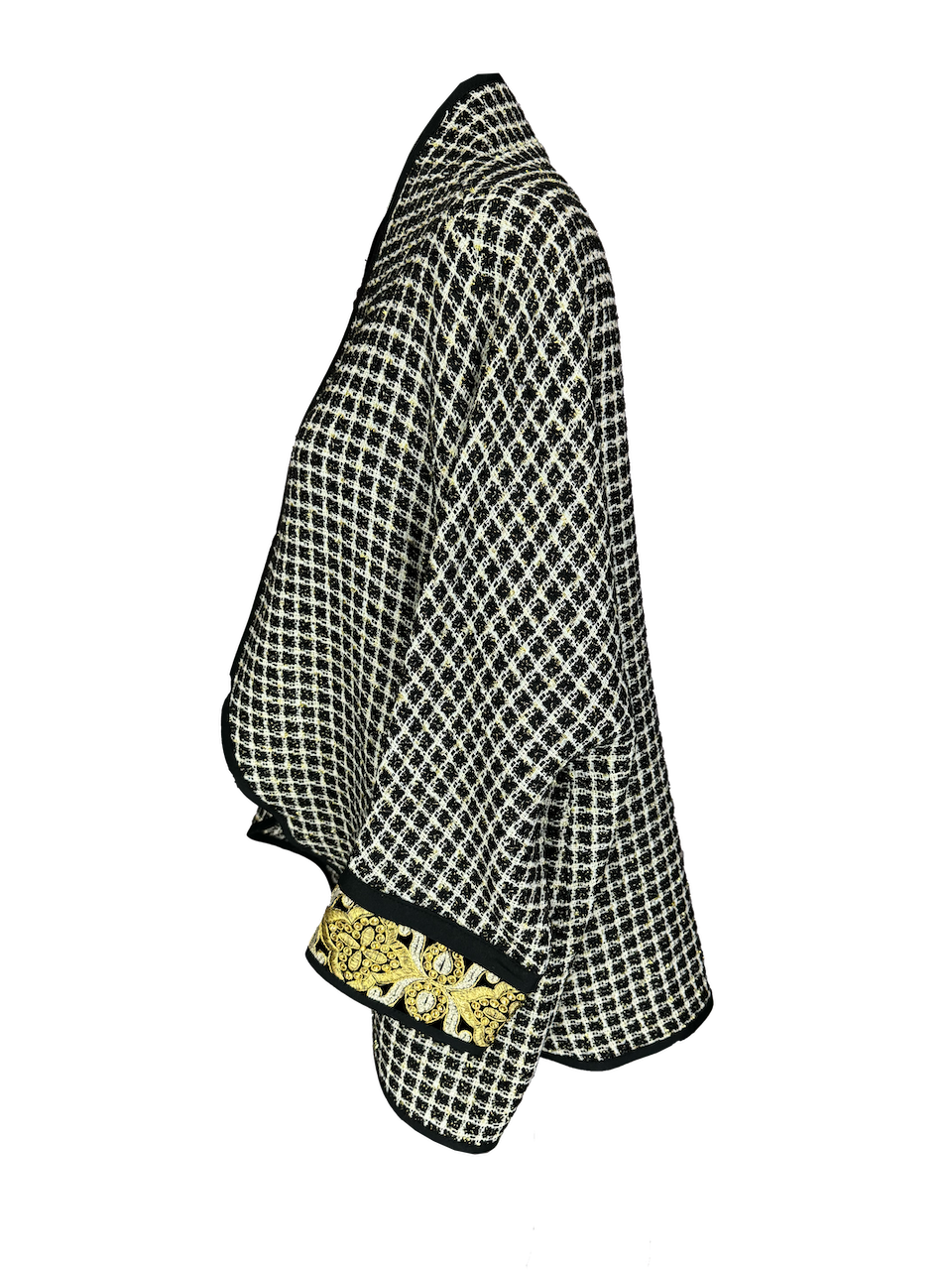 The Round Jacket in Black and White Tweed