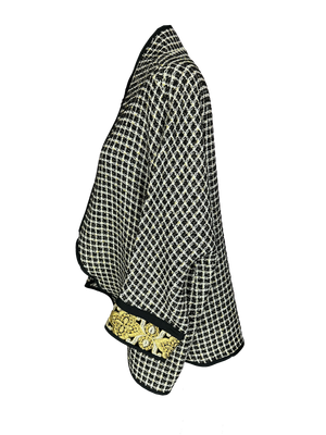 The Round Jacket in Black and White Tweed