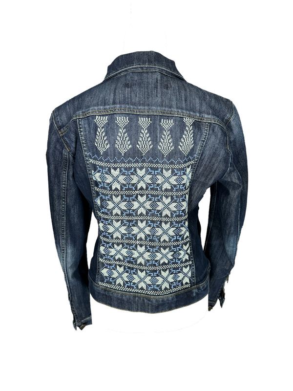 The Heavily Embroidered Denim Jacket in Dark Blue