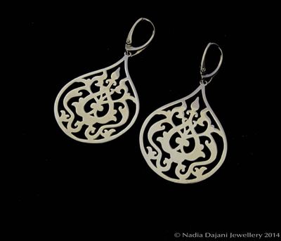 Large Gold Plated Arabesque Earrings with French Hook