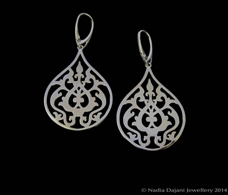 Large Gold Plated Arabesque Earrings with French Hook
