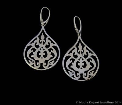 Large Gold Plated Arabesque Earrings with French Hook