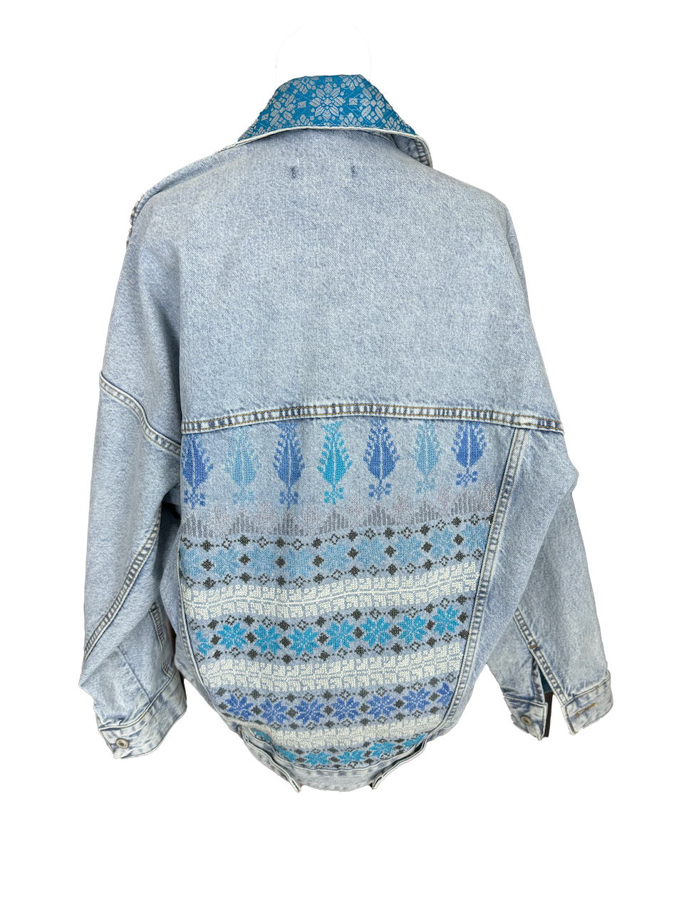 The Heavily Embroidered Denim Jacket in Light Blue