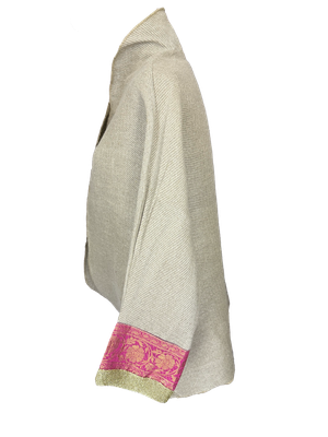 The Round Jacket With Silkscreen in Beige