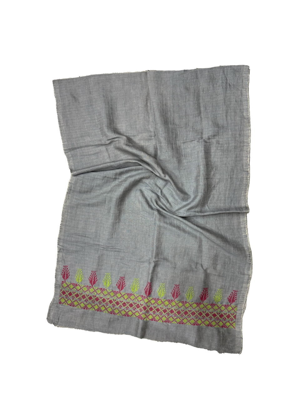 The Embroidered Egyptian Cotton Scarf in Grey