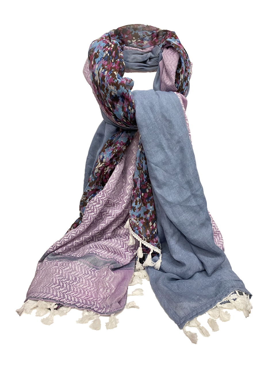 Hatta and Two Fabric Scarf in Purple and Blue