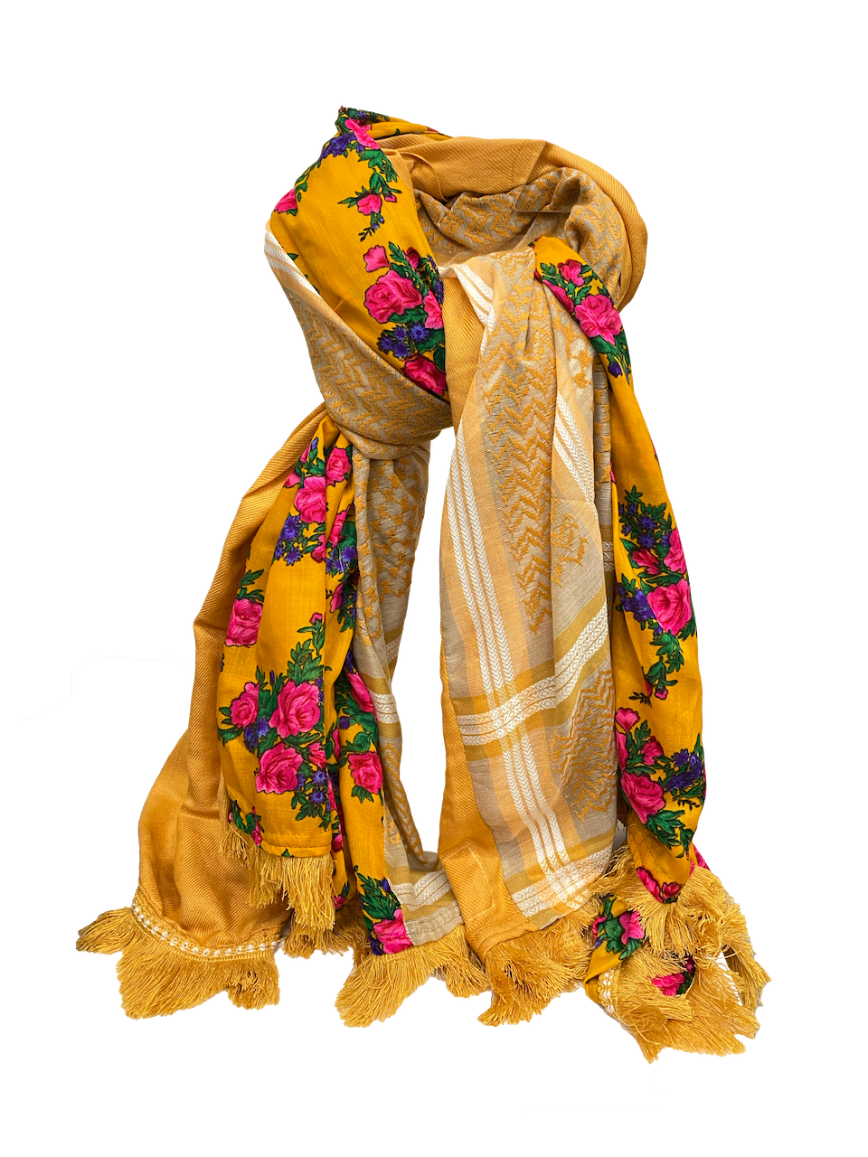 Hatta and Two Fabric Scarf in Mustard