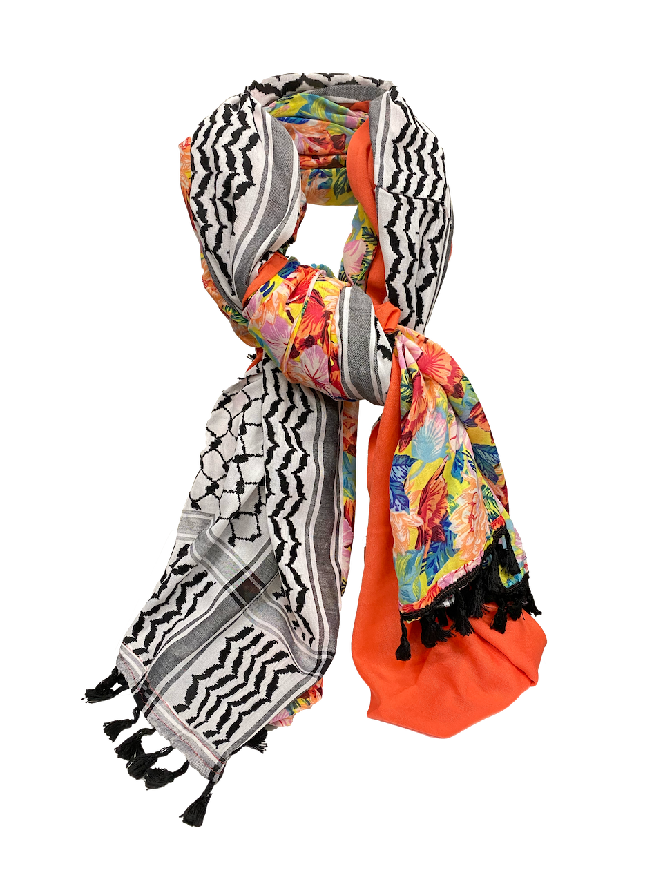 Hatta and Two Fabric Scarf in Dark Orange and Yellow