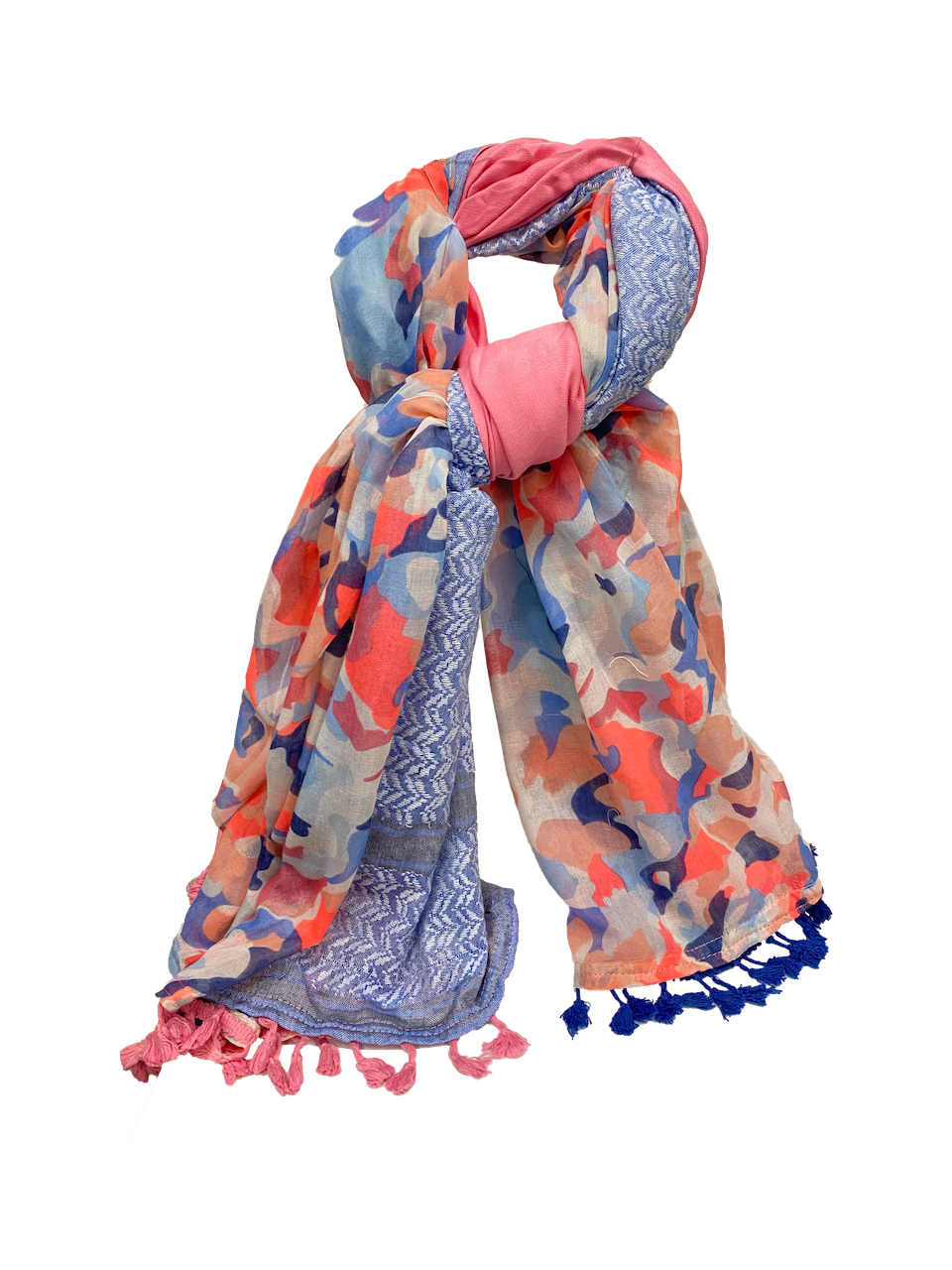 Hatta and Two Fabric Scarf in Light Blue and Pink