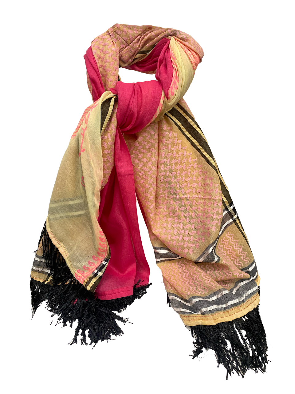 Hatta and Two Fabric Scarf in Rose and Peach