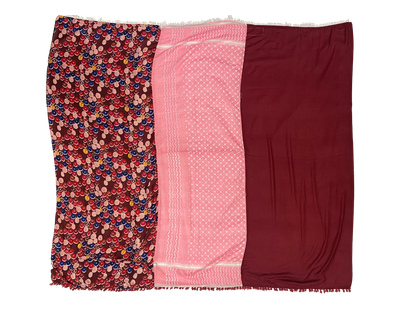 Hatta and Two Fabric Scarf in Light Pink and Burgundy
