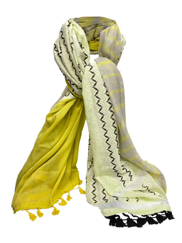 Hatta and Two Fabric Scarf in Lime Green